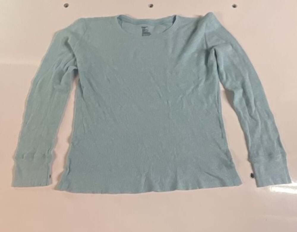Gap Women's Light Blue Waffle Knit Long Sleeve Thermal Shirt Size M